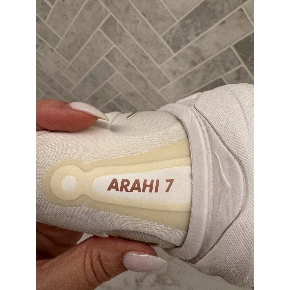 Hoka One One Arahi 7 Running Shoes Women Size 8.5 B 8.5B White Athletic Sneakers